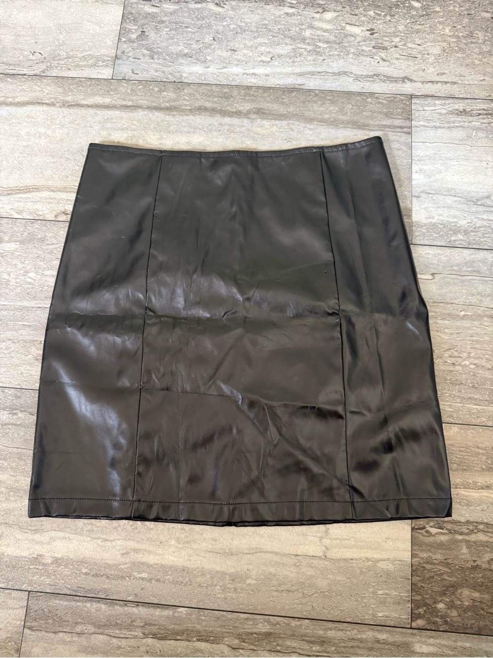 SHEIN Black Faux Leather Panel Mini Skirt